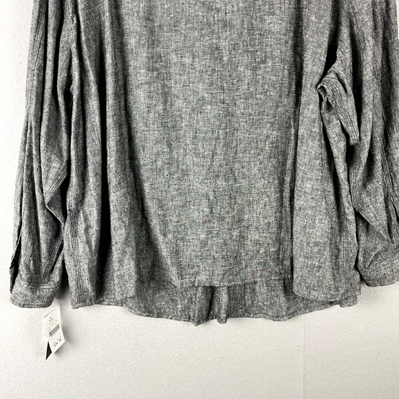 Zac and Rachel Linen Blend Tunic Top Womens 1X Gray Button Up Long Sleeve NWT - Picture 15 of 16